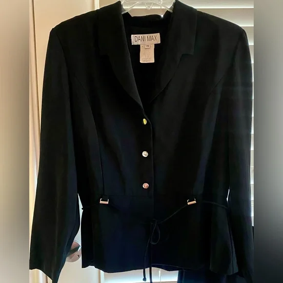 Vintage Dani Max Black Women's 2 Piece Pant Suit - EUC - Size 14 - Picture 2 of 9
